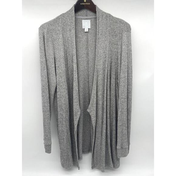 Sunday Sweaters - Sunday Knit Gray Open Flowy Beachy Cardigan Size XL Cozy Stretch